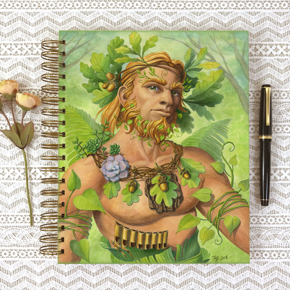Cover of the Celtic Green Man 8x10 size hardcover journal notebook.